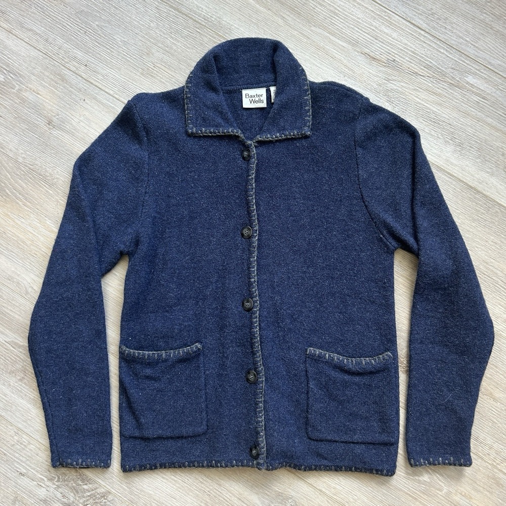 Baxter Wells Navy Button-Front Women's Cardigan Sweater
